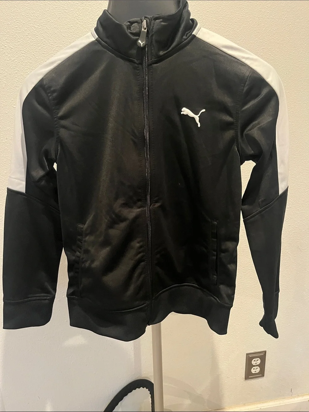 Puma Black and White Full-Zip Athletic Jacket